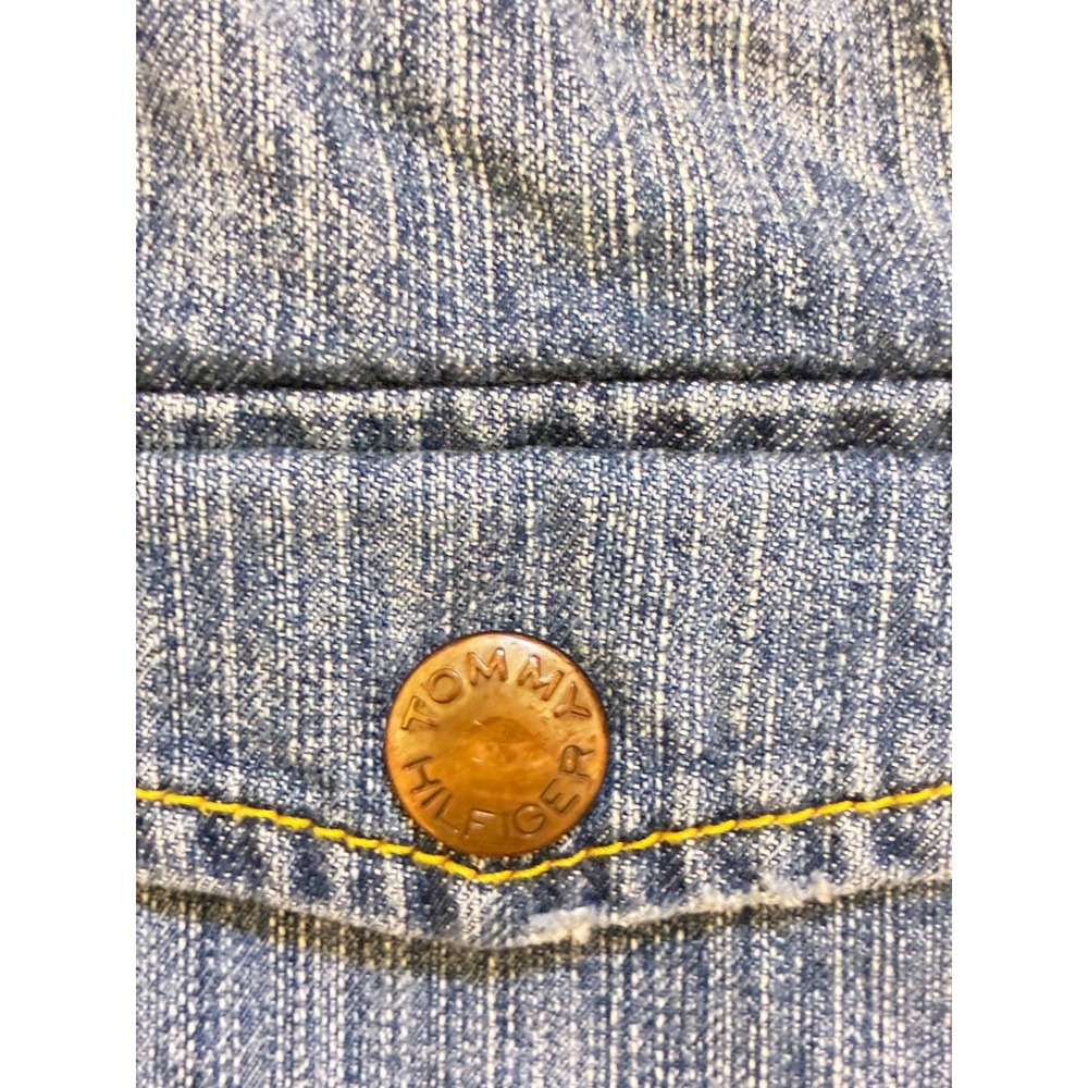 Tommy Hilfiger Denim Mini Skirt Medium Wash Distressed Y2K Size 12 - Picture 6 of 7